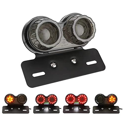 40W 40-LED Motorcycle Tail Light Integrated Driving&Brake Light Turn Signal Lamp With License Plate Bracket for Harley Honda Yamaha Suzuki Kawasaki (Black)