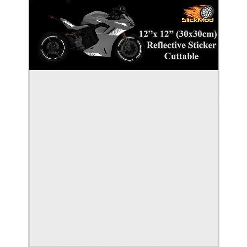 SlickMod - Reflective Sticker Sheet for Phone, Camera, Bike, Motorcycle, Stroller, Helmets, Scooter & More - Custom DIY Adhesive Film Kit - High Visibility (2. White, 12" x 12") - color: 2. White, size: 12" x 12"