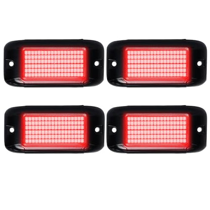 Nicoko 108 High-Power LEDs per Pod 4Pods Red Rock Lights Ultra-Bright Offroad Underglow Kit Advanced Heat Dissipation IP68 Waterproof for Truck, SUV, UTV, ATV, RZR - size: Pure red rock lights