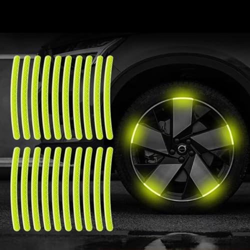 20PCS Car Wheel Reflective Decorative Strip,Night Safety Warning Stickers,Cars,Motorcycles,Bicycles are Applicable, Colorful and Diverse, a Street the Most Beautiful Car (Yellow) - color: Yellow