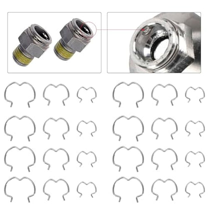 60pcs 800-801 Quick Connector Clips, 3 Different Size20-3/8''20-1/2''20-5/8'' Transmission Oil Cooler Line Clips, Transmission Radiator Hose Retaining Clips,Metal 304H Stainless steel Material