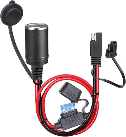 12AWG SAE to Motorcycle Female Cigarette Lighter Socket,12V-24V Heavy-Duty Extension Cable for Universal SAE Quick Connection Battery Chargers &Accessories (0.6m) - size: 2 Feet