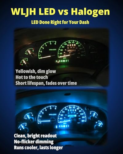 WLJH 40 Pack T5 T10 LED Bulbs with Sockets, Non Polarity Plug and Play, 300 Lumen Dimmable,for Interior Dash Gauge Cluster Dome Map Footwell and License Plate Lights, Fits 74 2721 194 168, Ice Blue - color: Ice Blue