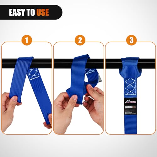 Nilight Soft Loop 1.7”×17" Motorcycle Tie Down Straps Heavy Duty 12000Lbs Max Break Strength for Securing ATV UTV Kayak Moving Cargo (8PK-Blue) - color: Blue
