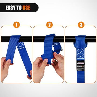 Nilight Soft Loop 1.7”×17" Motorcycle Tie Down Straps Heavy Duty 12000Lbs Max Break Strength for Securing ATV UTV Kayak Moving Cargo (8PK-Blue) - color: Blue