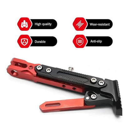 1 PC Motorcycle Kickstand, Height Adjustable CNC Alloy Side Stand with Non-slip Foot, Replacement Tripod Holder, Universal for Scooter Dirt Pit Bike (Red) - color: Red