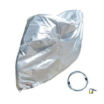 Motorcycle Cover with Lock Hole FLR Medium L XL XXL XXXL Silver UV Proof Waterproof Scooter Covers 150CC 250CC 400CC 1000CC(XL Silver)