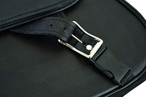 Motorcycle 2 Pc Throw over Concealed carry gun pocket Genuine Leather Zip Off Saddlebag Flame Blk