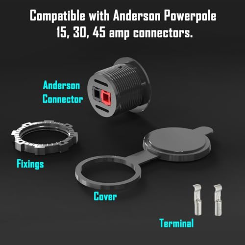 Anderson Power Pole Connector with a Weather Tight Cover, Waterproof Quick Connect Wire Connectors 45 Amp PP15 to 45, Power Pole Cover for Smart Battery Box, Marine Boat, Motorcycle, Truck RV - style: PP15-30-45