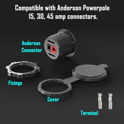 Anderson Power Pole Connector with a Weather Tight Cover, Waterproof Quick Connect Wire Connectors 45 Amp PP15 to 45, Power Pole Cover for Smart Battery Box, Marine Boat, Motorcycle, Truck RV - style: PP15-30-45