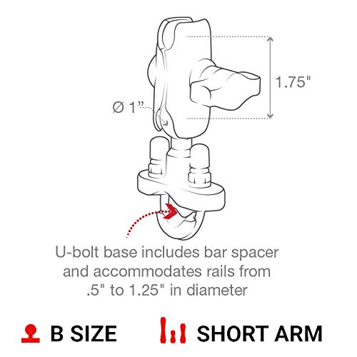 RAM MOUNTS X-Grip Motorcycle Phone Mount with Handlebar U-Bolt Base, Short Double Socket Arm, Universal Bike & ATV Smartphone Holder RAM-B-149Z-A-UN7U - style: Small Phones