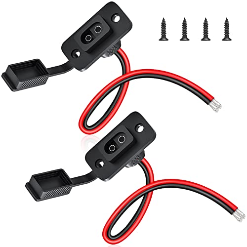 SAE Connector, ELECTOP Rectangular SAE Power Socket Sidewall Port, Weatherproof SAE Quick Connect Solar Panel Flush Mount Plug Outlet, 12AWG SAE Cable for Solar Generator Battery Charger (2 Pack) - size: 1.1FT