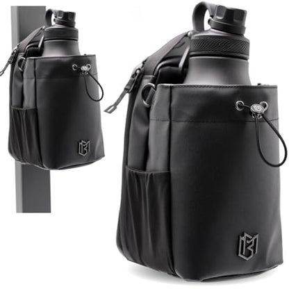 Magnetic Gym Bag for Men and Women – Sling Bottle Bag with Magnetic Attachment | Water Bottle Holder, Gym Pouch, Crossbody Bag for Sports & Travel, (Black - 64oz) - color: Black - 64 oz