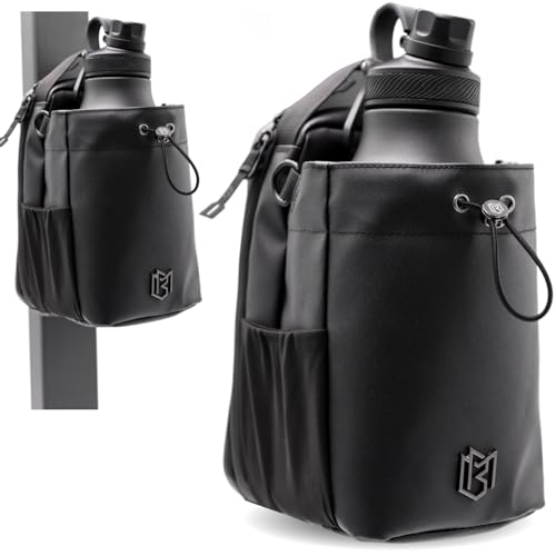 Magnetic Gym Bag for Men and Women – Sling Bottle Bag with Magnetic Attachment | Water Bottle Holder, Gym Pouch, Crossbody Bag for Sports & Travel, (Black - 64oz) - color: Black - 64 oz