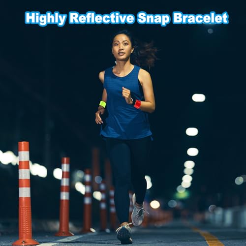 PATIKIL Reflective Slap Bands, Reflector Band Snap Bracelet Armbands High Visibility Safety Reflectors Wrist Strap Strips for Night Jogging Cycling Running - color: Silver