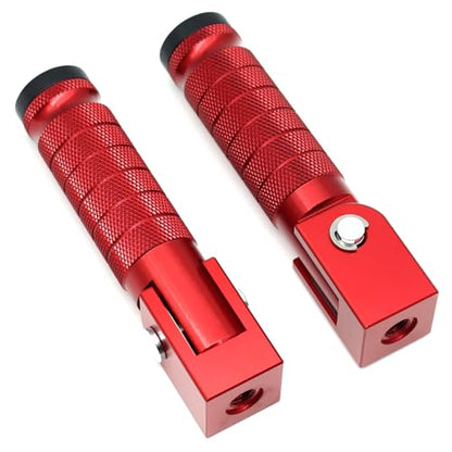 Red Motorcycle Bicycle Folding Foot Pegs 90 Degree Foldable Electric Motorbike Ebike For Super73 S2/ZX/RX/R/S Passenger Footrests Rearsets Rear Set Footpegs foot Rest Pedals M8 Install Bolts - color: Red-Foldable