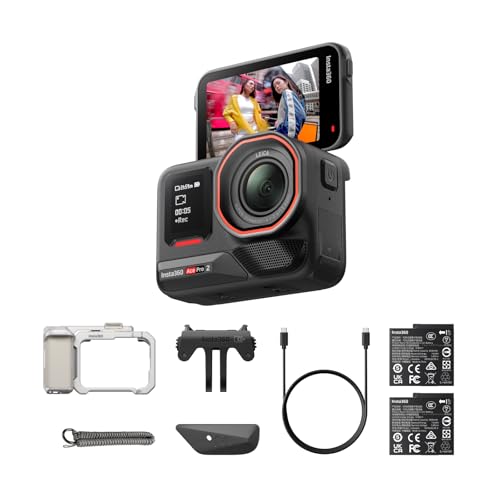 Insta360 Ace Pro 2 Xplorer Bundle Dual Battery- 8K Waterproof Action Camera Co-Engineered with Leica, 1/1.3" Sensor, Dual AI Chip, Leading Low Light, Superior Audio, Flip Screen & AI Editing for Vlogs