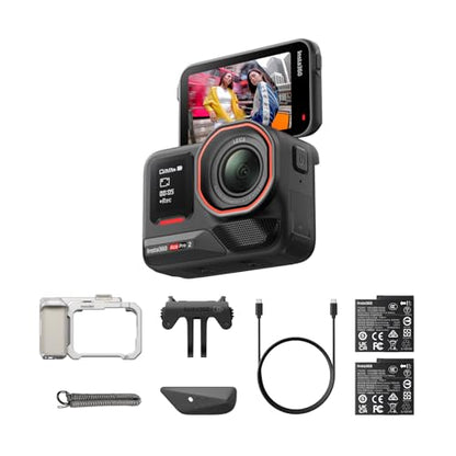 Insta360 Ace Pro 2 Xplorer Bundle Dual Battery- 8K Waterproof Action Camera Co-Engineered with Leica, 1/1.3" Sensor, Dual AI Chip, Leading Low Light, Superior Audio, Flip Screen & AI Editing for Vlogs