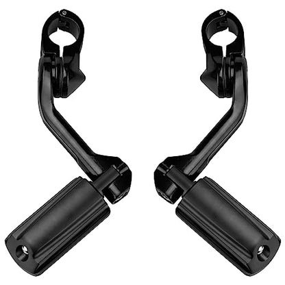 Motorcycle 1.25" Long Angled Highway Footpegs Adjustable Foot Pegs Footrests with Clamps Mounts kit Compatible with Harley Touring Sportster Softail Road Glide with 1 1/4 inch Engine Guard