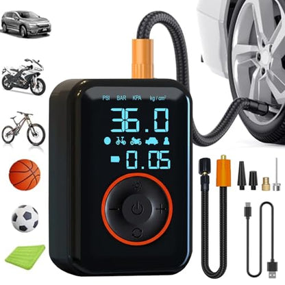 Tire Inflator Portable Air Compressor Heavy Duty 150PSI Faster Inflation Power Bank with Digital Gauge Pre-Set Auto Shut-Off LED flashing Lights Cordless Air Pump for Car Motorcycle, Bike, Balls