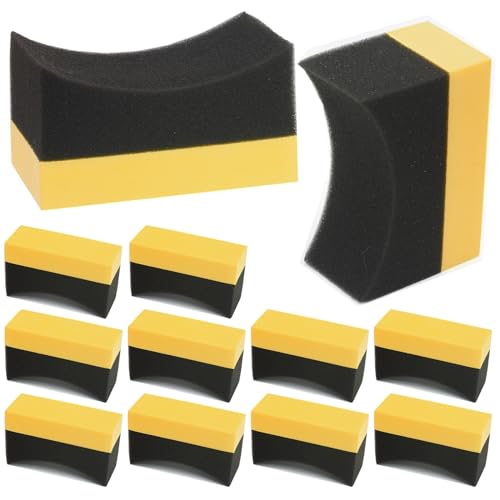 12 Pcs Tire Applicator Dressing Shine Sponge, Tire Dressing Applicator Pads, Color Polishing Sponge for Car Glass, Painted Steel & Porcelain