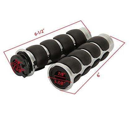 INNOGLOW Motorcycle Handlebar Grips 1 Pairs Hand Grips - color: Chrome Black-A