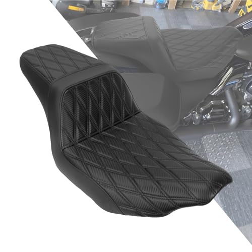 Two Up Seat Fit for Harley Street Glide Road Glide 2023 Up | Fit for Harley FLHXSE FLTRXSE, Deep-contoured Seat Helps Create a More Settled Highway Riding Feel - color: #1 Black Stitching, size: Seat Only