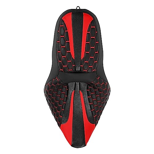 C.C. RIDER Gel 2 Up Rider Driver&Passenger Seat Fit for Harley Touring Road King Street Glide Electra Glide Tri 2009-2023 - color: GEL Seat-Red