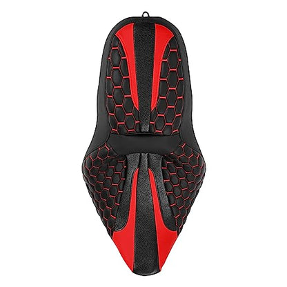 C.C. RIDER Gel 2 Up Rider Driver&Passenger Seat Fit for Harley Touring Road King Street Glide Electra Glide Tri 2009-2023 - color: GEL Seat-Red
