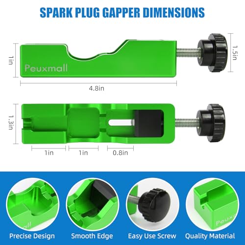 Spark Plug Gap Tool, Spark Plug Gapping Tool with 32 Blade Steel Feeler Gauge, Universal Spark Plug Gap Tool for Most 10mm 12mm 14mm 16mm Spark Plugs (Green) - color: Green
