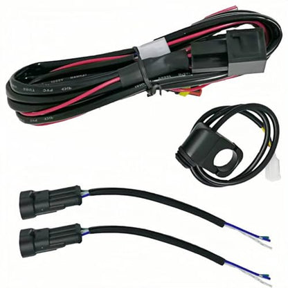 LINJIE Motorcycle Double Color/High Low Beam Wiring Harness Kit 12V Relay Double Color Spot Lights Wiring On Off Waterproof Switch Motorcycle High Low Beam Wiring Kit (5.75ft), Black