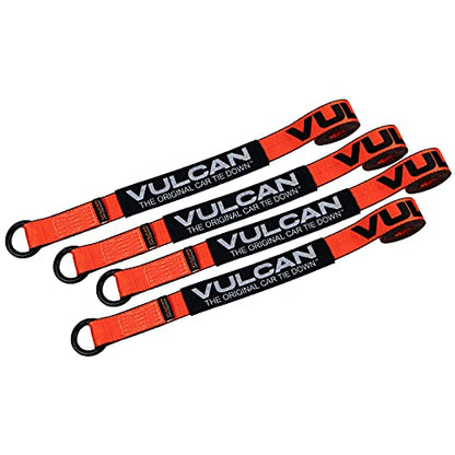 VULCAN Wheel Dolly Tire Harness with Universal O-Ring - 2 Inch x 96 Inch - 4 Pack - PROSeries - 3,300 Pound Safe Working Load - Straps Only - Ratchets Sold Separately - color: PROSeries Orange