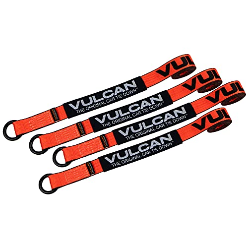VULCAN Wheel Dolly Tire Harness with Universal O-Ring - 2 Inch x 96 Inch - 4 Pack - PROSeries - 3,300 Pound Safe Working Load - Straps Only - Ratchets Sold Separately - color: PROSeries Orange