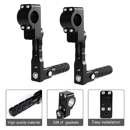 Xitomer 22-28mm Highway Peg Mounts Fit for KLR650 Tenere 700 MT07 Adjustable Footpeg Kit Long Angled Mount Kit Engine Guards Crash Bars Footrest Mounting Brackets Arms - size: 130mm