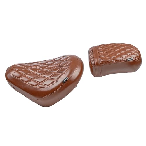 Motorcycle Rider & Passenger Comfort Seat Fit for Rebel 1100 CMX1100 2021 2022 2023 2024 2025 2026, Front Rear Solo Saddle Back Cushion Pillion Pad, Brown Stitching - color: Front & Rear - Brown-A