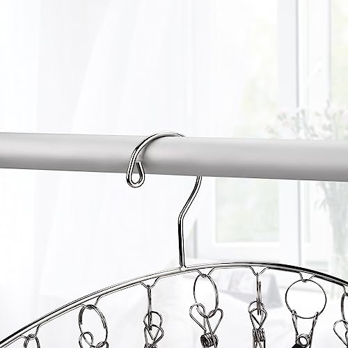 Toplife Clothes Hanger with 10 Clips, Stainless Steel, Windproof, for Drying Socks, Bras, Underwears, Baby Clothes, Hats, Scarfs, Towels, Pants and Gloves, Set of 4 (Indoors)
