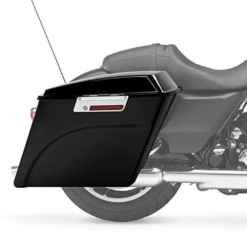 TCMT 5" Hard Saddle Bags Extended Saddlebag Trunk + Lid Latch Keys Fits For Harley Touring FLH FLT Electra Glide Ultra Classic CVO Road King Street Glide Road Glide 1993 1994-2013 - color: Vivid Black Chrome Latches