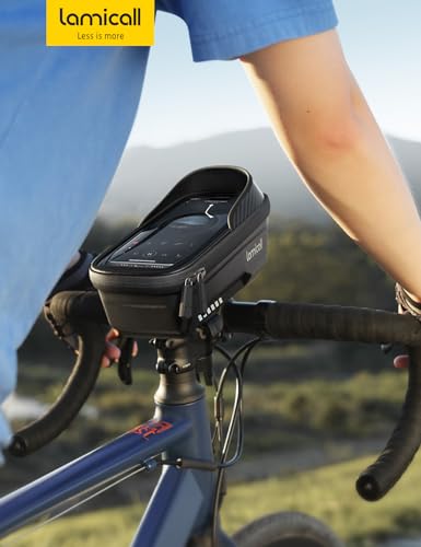 Lamicall 2 Pack Bike Frame Bag Waterproof - [1s Release] [2 in 1] Bike Phone Bag, Bike Phone Holder Mount, Bicycle Top Tube Bag, Cycling Pouch with Rain Cover, Bike Accessories for Phones Under 7" - size: Medium-2 Pack