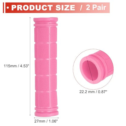2 Pair Soft Rubber Handlebar Grips, Bicycle Handlebar Grips Bike Handle Bar Wrap Non-Slip 4.5 Inch - Fitting for Mountain Bikes/Road Bicycles/Scooter - color: Pink