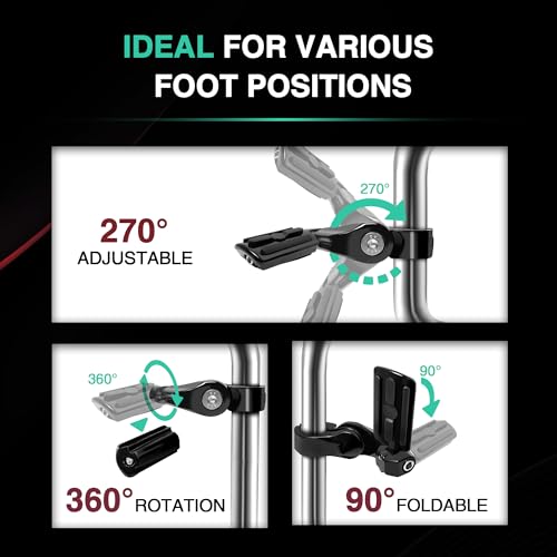 Adjustable Motorcycle Short Armed Highway Pegs Footpegs Foot Rest For 1.25" Engine Guard Crash Bars Compatible with Harley Touring Street Glide Road King Electra Glide Softail Dyna