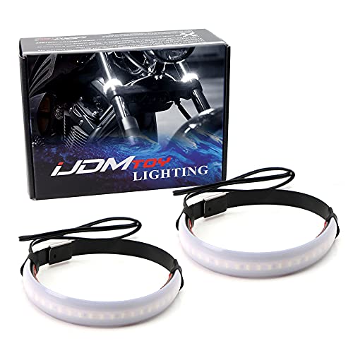 iJDMTOY Universal Wrap Around Mount White LED Light Strips Compatible With Motorcycle Fork or ATV UTV Rollbar - color: White