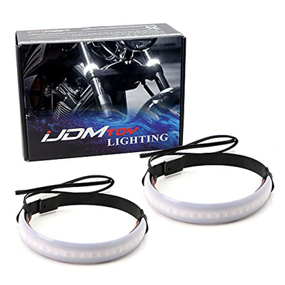 iJDMTOY Universal Wrap Around Mount White LED Light Strips Compatible With Motorcycle Fork or ATV UTV Rollbar - color: White