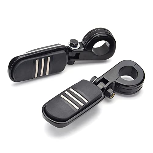 1.25" Highway Footpegs, Adjustable Footrest Mounting P-Clamps Mounts Compatible with Harley Sportster Touring Softail Dyna Honda Kawasaki Suzuki Yamaha with 1-1/4" Engine Guard(Black 6) - color: Black Style 1