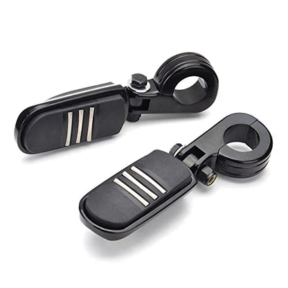 1.25" Highway Footpegs, Adjustable Footrest Mounting P-Clamps Mounts Compatible with Harley Sportster Touring Softail Dyna Honda Kawasaki Suzuki Yamaha with 1-1/4" Engine Guard(Black 6) - color: Black Style 1