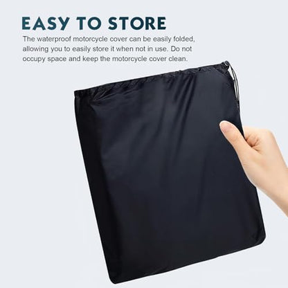 Shakas Motorcycle Cover, Waterproof & Heat-resistant Outdoor Scooter Clothing, Breathable Windproof Vehicle Cover with Safety Lock Hole, Universal Motorcycles, Electric Vehicle (Black)