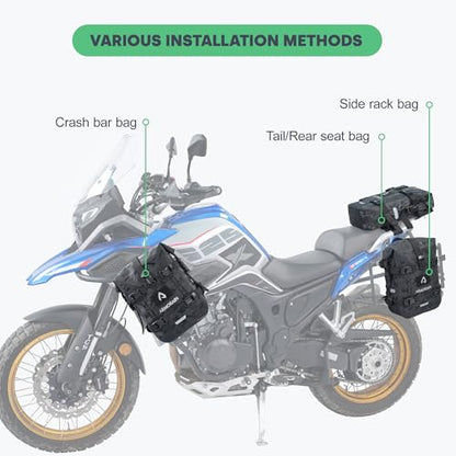 Motorcycle Crash Bar Bag Waterproof Storage Capacity 6L/8L Bumper pack Fender pouch Universal motor kit bags (8L Black Camo) - color: 8L Black Came