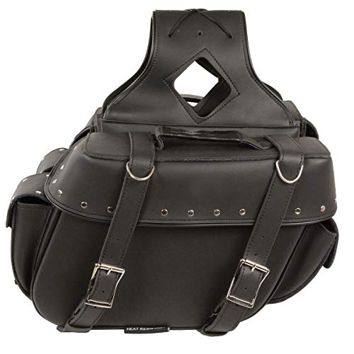 Milwaukee Leather Studded Throw-Over Motorcycle Saddlebags – Synthetic Leather – Universal Fit – Zip-Off - Large - color: SH574ZB-BLACK, size: Large