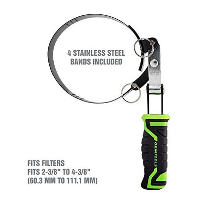 OEMTOOLS 87116 4-in-1 Swivel Oil Filter Wrench, Oil Filter Wrench Set Heavy Duty, Fits Filters Sized 2-3/8" to 4-3/8" in Diameter, Green and Black - size: 2-3/8" - 4-3/8"