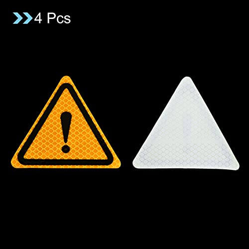 PATIKIL Reflective Stickers, 4 Pack 3.94 x 3.94 Inch Waterproof Adhesive High Visibility Night Caution Warning Triangle Safety Tape Reflector for Trucks Trailers Cars, Yellow - color: Yellow