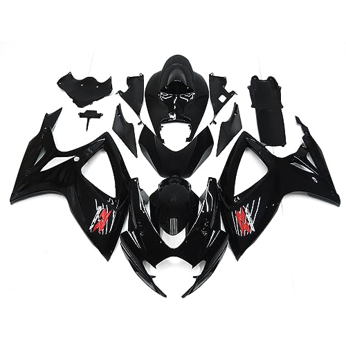 Gloss Black Motorcycle Fairings Compatible for Suzuki 06 07 GSXR600 GSXR750 K6 2006 2007 GSX-R600 GSX-R750 Fairing Kit ABS Plastic Injection Bodywork Body Kits - color: Gloss Black